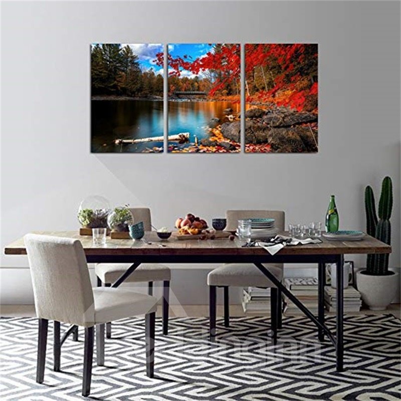 3 Pieces Beautiful Scene Pattern Hanging Canvas Waterproof Eco-friendly Framed Wall Prints