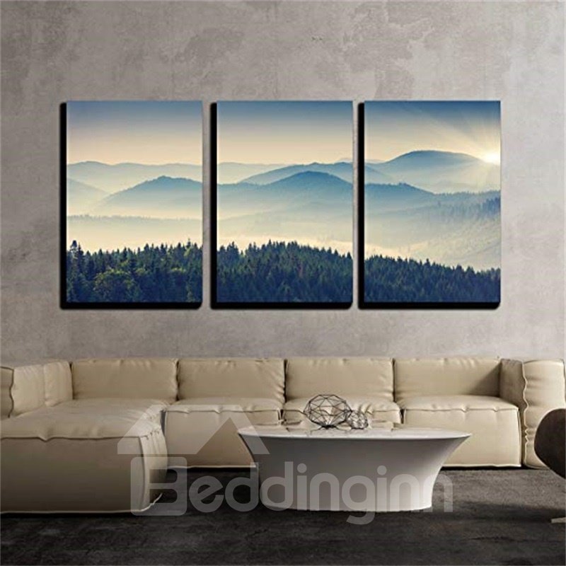 3 piezas de lienzo colgante de mar de nube, impresiones de pared enmarcadas impermeables y ecológicas