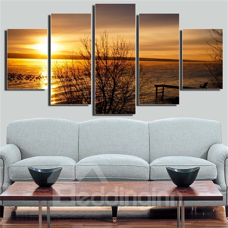 5 Pieces Twilight Pattern Hanging Canvas Waterproof Eco-friendly Framed Wall Prints