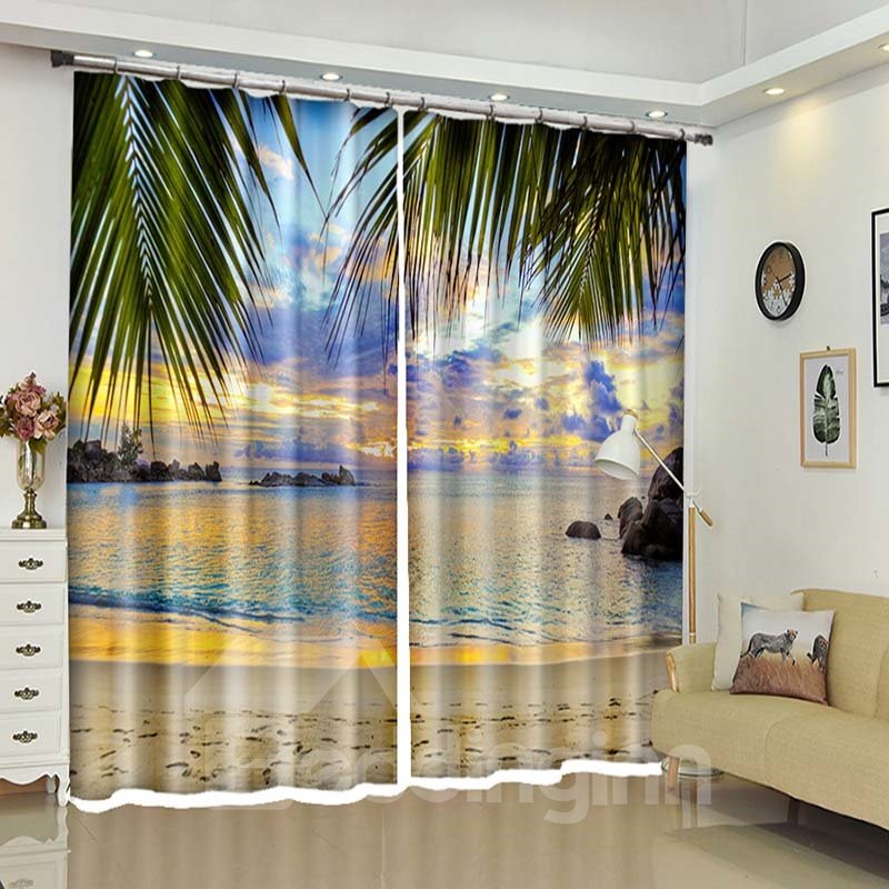 Cortinas de ventana 3D con hermoso brillo de Sunset Beach