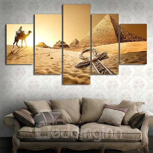 Pyramid Pattern 5 Pieces Hanging Canvas Waterproof Eco-friendly Framed Wall Prints