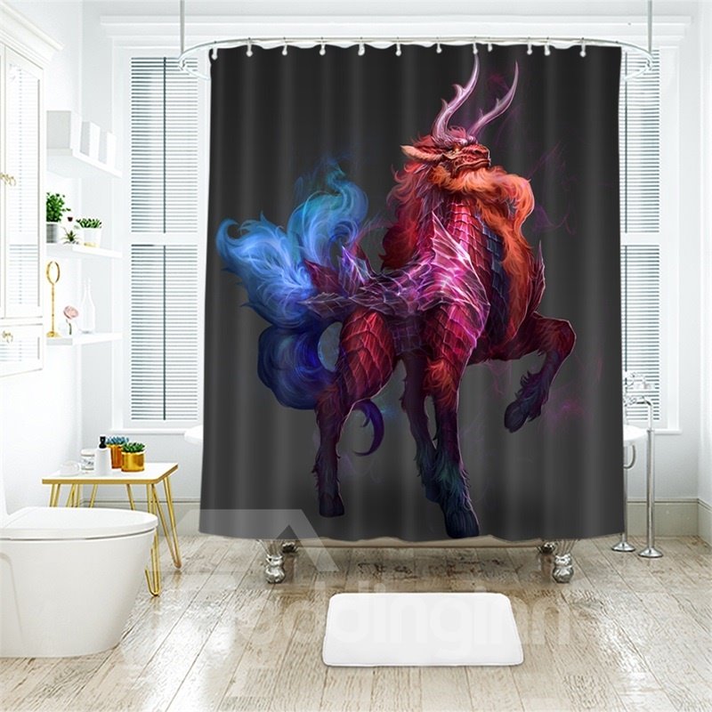 Kylin 3D Printed Polyester Bathroom Shower Curtain