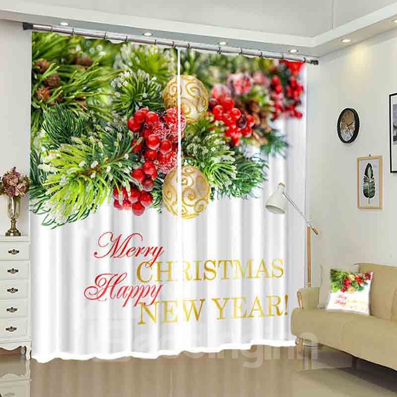 Merry Christmas Pine Needle Decorative Curtain for New Year