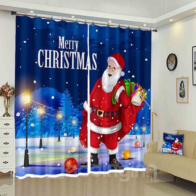 Santa Claus Merry Christmas Letter Holiday Decorative Curtain