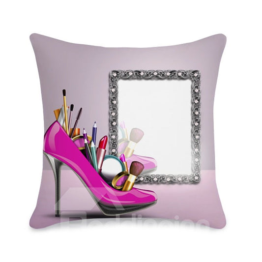 Feminine High Heels Makeup Tools 3D Printed Throw Pillowcase