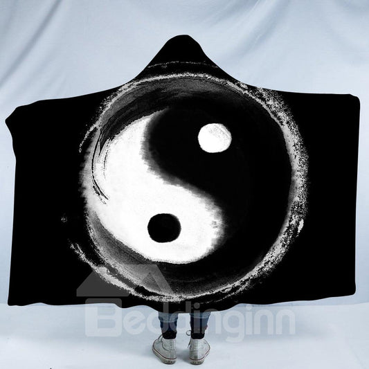 Schwarz-weiße Taiji-Yin-Yang-Muster 3D-Druck-Polyester-Kapuzendecke 