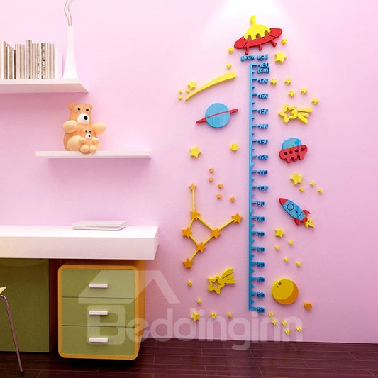 Creative Cartoon Spacecraft Pattern Acrylic Material 3D Kids Measuring Sticker