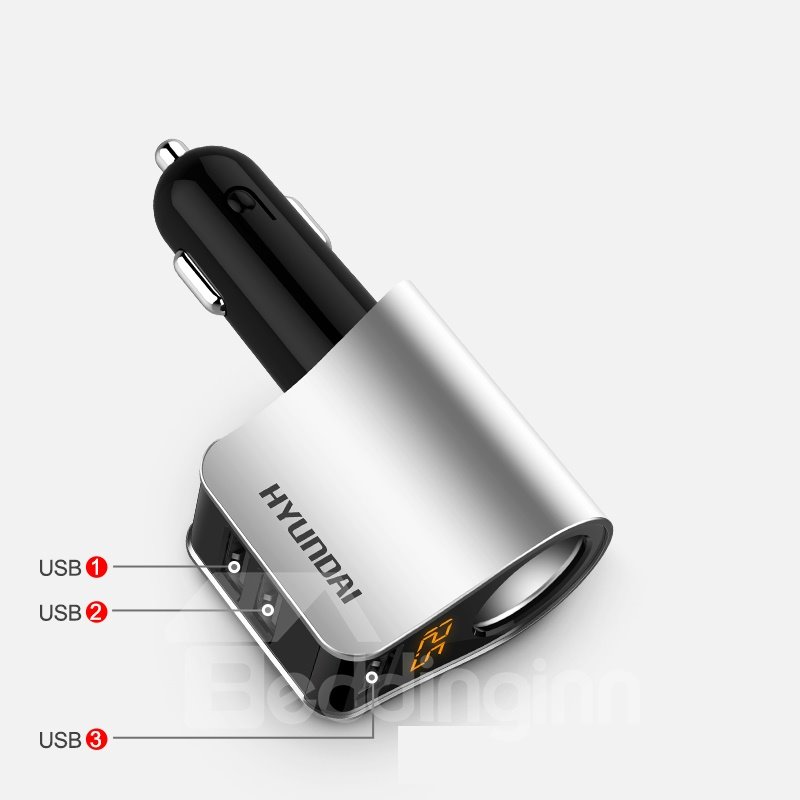 Multifunctional Modern One for Two 3USB Car Charger