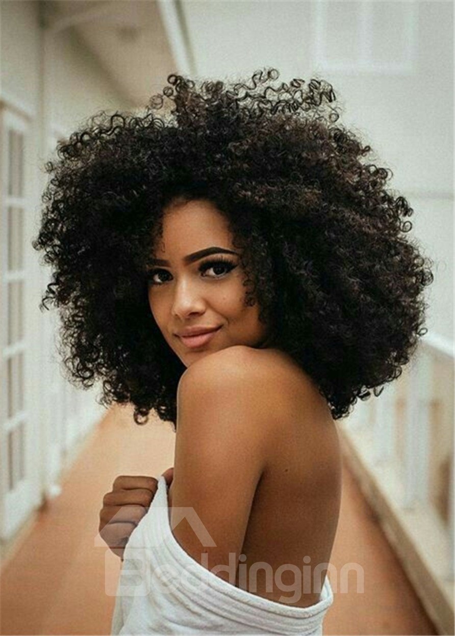 Big Afro Curly Synthetic Hair Capless African American Wig