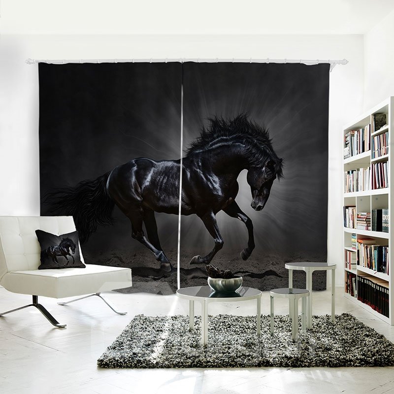 Vivid Horse Pattern 3D Printed Polyester Curtain