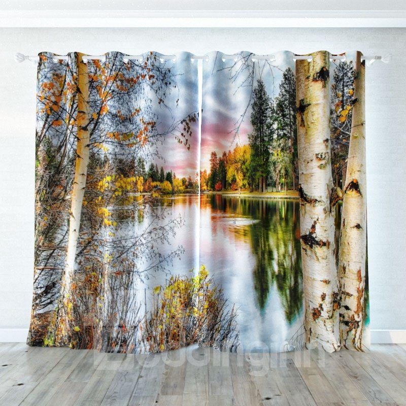 3D Room Darkening Anti Bacterial Waterproof Fabric Curtains 260g ©O Thick Polyester Anti-ultraviolet Effect 2 Panel Set 87 Inches Wide and 84 Inches Long No Pilling No Fading No off-lining