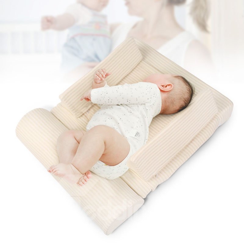 Posicionador de almohada de cuña de lactancia con soporte lateral para cabeza antipolaridad para recién nacidos y bebés