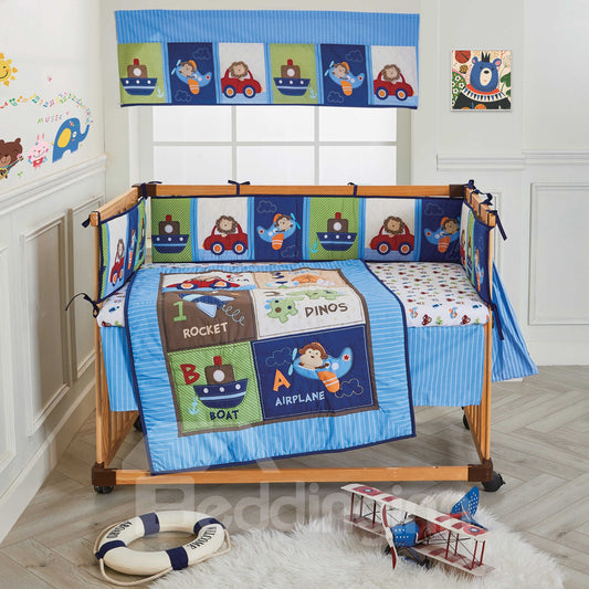 Juegos de cama para cuna de bebé de 6 piezas con estampado de animales de dibujos animados