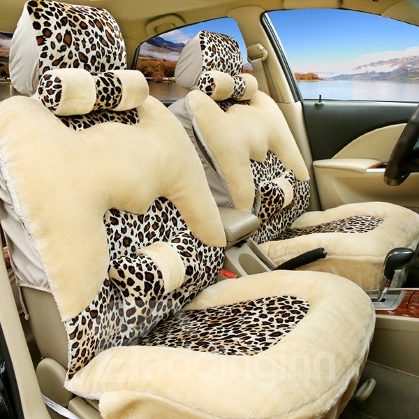 Accesorios de asiento de coche con patrón de piel de leopardo de lujo, fundas de asiento de coche para niñas, ajuste universal a la moda y elegante para Auto, camión, furgoneta, SUV