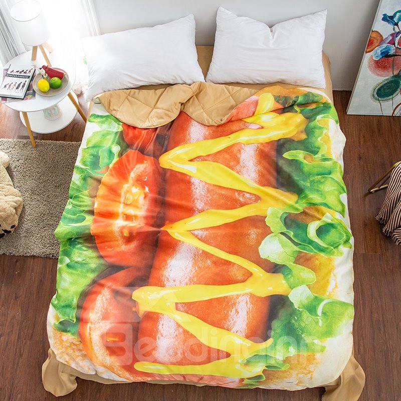 Hot Dog Food Shaped 3D Washable Light Summer Quilt