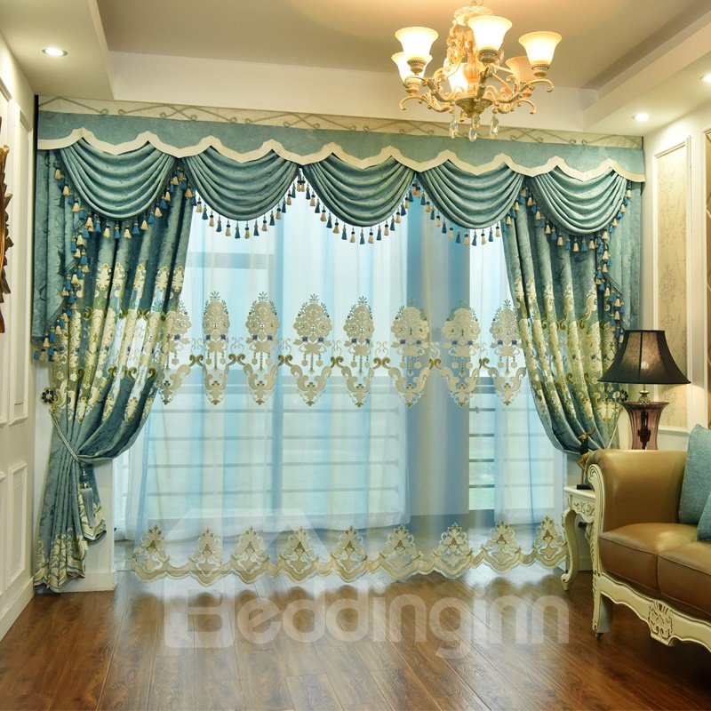 Elegantes cortinas semitransparentes bordadas para decoración del hogar