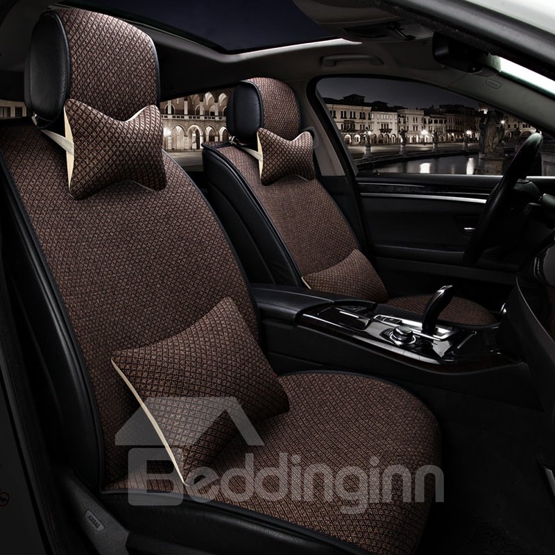 Funda de asiento de coche universal de lino con patrón liso de estilo simple 