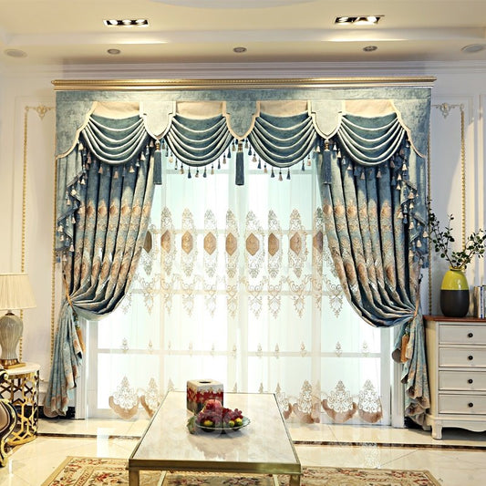 Cortinas transparentes personalizadas de Organza con diseño floral vintage, color verde claro, para sala de estar y dormitorio