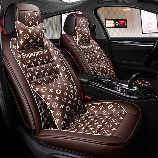 Luxury Creative Style Floral Pattern PU Leather Universal Car Seat Cover for sedans SUV