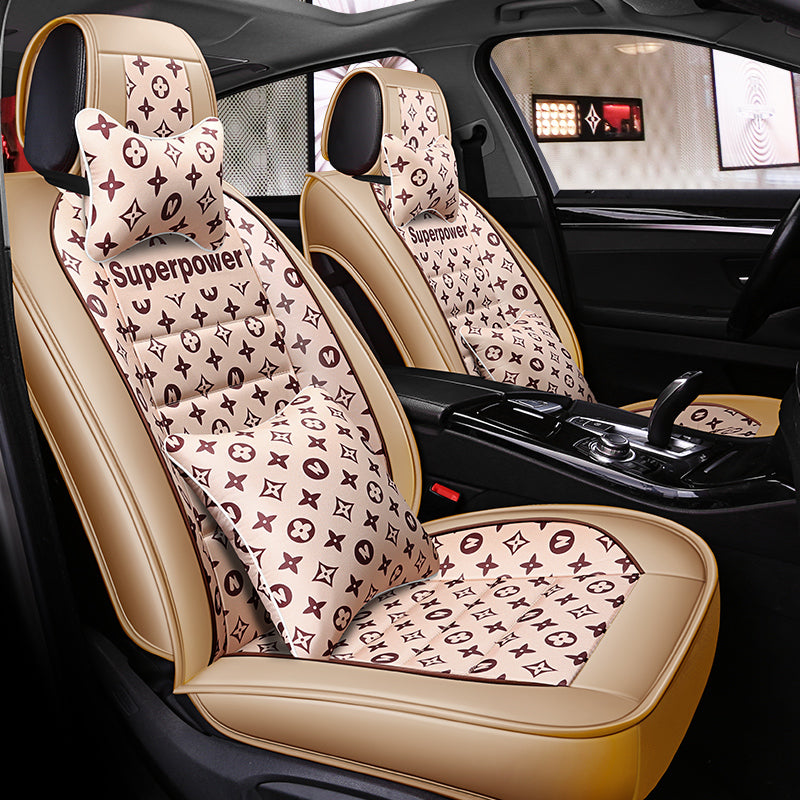 Funda de asiento de coche Universal de cuero PU con estampado Floral de estilo creativo de lujo para Auto camión Van SUV 
