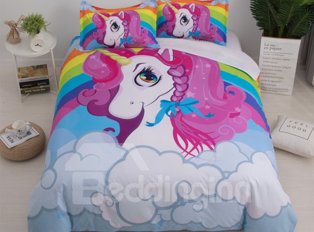 Aesthetic unicorn And Brightly Colored Printed 3-Piece 3D Bedding Sets/Duvet Covers