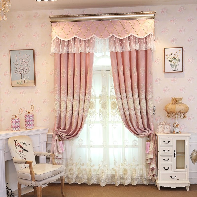 High Quality Modern Embroidery Decoration Grommet Top Sheer Curtain