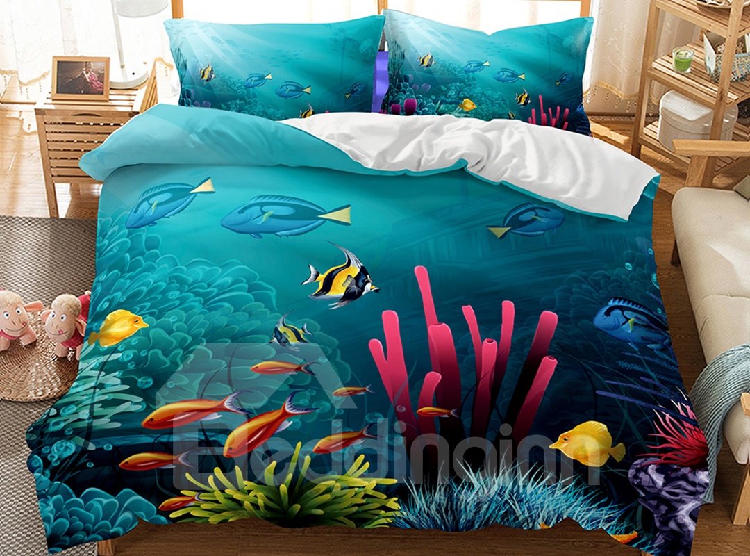 Oil Painting Sensel Sea World Printed 3-Piece 3D Bedding Sets/Duvet Covers