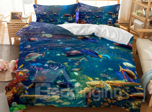 Lifelike Special Ocean World Impreso Juegos de cama / Fundas nórdicas de 3 piezas resistentes a la decoloración en 3D