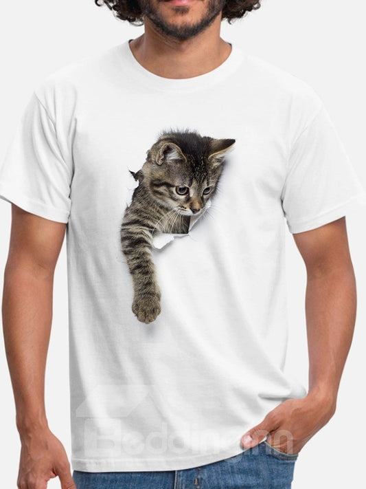 Kurzärmliges, lässiges Herren-T-Shirt mit Animal-Print von Bedinginn 