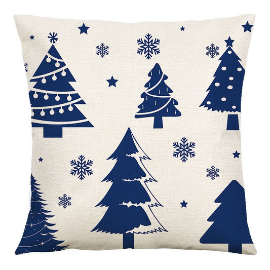 Funda de almohada azul navideña, fundas de cojines cuadrados, fundas de almohada para sofá cama, decoración de Año Nuevo, 18x18 pulgadas, 1 pieza