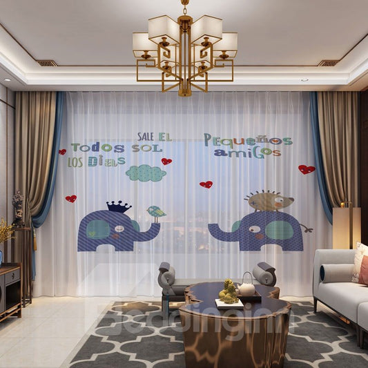 Schöne 3D-Elefanten und Kartonbuchstaben, bedruckt, dekorativ, 2 Paneele, individuell, transparent