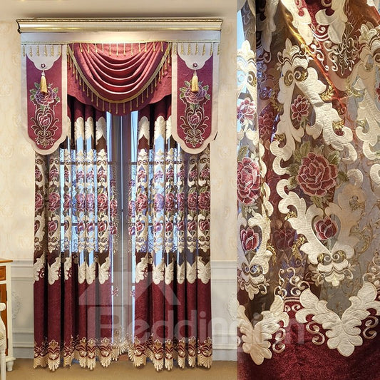 European Royal Style Hollowed-out Embroidered 2 Panels Curtains