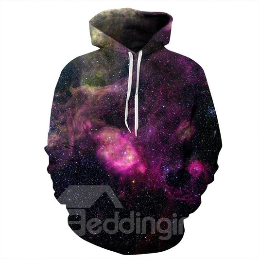 Roter Galaxy Sky Langarm-Kapuzenpullover mit 3D-Muster