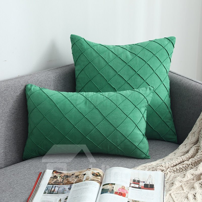 Suede Checked Cushion High Quality Flannelette Throw Pillow 13 Colors Optional