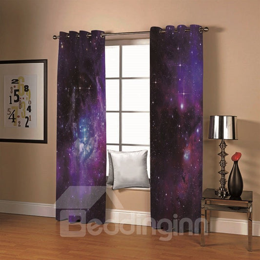 3D Printed Purple Starry Sky Fantastic Living Room Bedroom Blackout Window Scenery Curtains 260g/©O Thick Polyester for Better Shading Effect