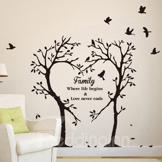 Heart-shaped Family Tree Easy To Tear And Stick DIY Wall Sticker