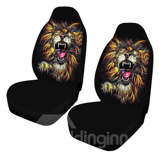 Lion The King Of The Prairie£¬Use High Quality Fabric Feel Comfortable, Resistant To Dirty, Wear - Resistant, Easy To Clean, Not Off. 2PCS Front Seat Covers