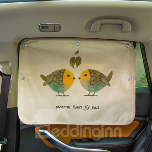 Two Little Sparrows Pattern UV Protection Suction Cup Design, Easy To Install Poisonless And Tasteless Sun Shade