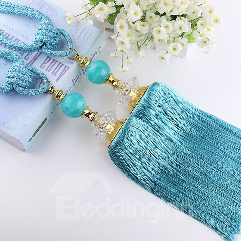 Decorative Jade Crystal Hanging Ball Tassels Curtains Tieback 1 Pair