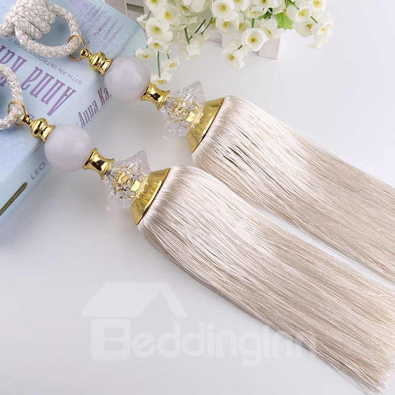 Decorative Jade Crystal Hanging Ball Tassels Curtains Tieback 1 Pair