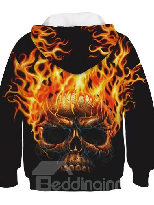 Sudaderas con capucha para niños de otoño 3D con estampado de calavera de llama de manga larga 