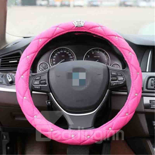 Corona con diamante, cubierta de dirección de coche de serie Popular de Material de cuero