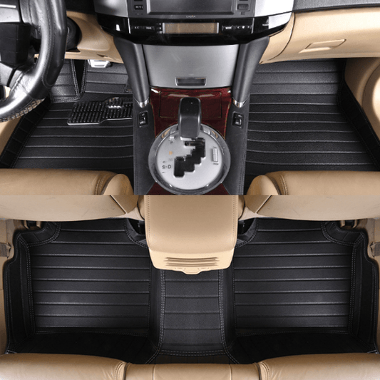 Classic Black Waterproof Easy Cleaning High-Grade Leather Custom Car Floor Mats