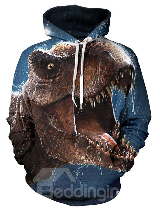 Jurassic Park Dinosaur Tyrannosaurus in the Rain Printed 3D Animal Galaxy Hoodies Sweatshirts Pullover