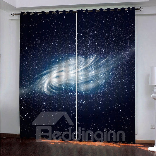 3D Sky Blackout and Decorative Living Room Bedroom Window Curtain with Space Night Time Universe Stars Image