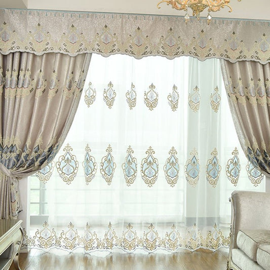 Elegant Embroidered Home Decor 2 Panels Living Room Bedroom Custom Sheer Curtains