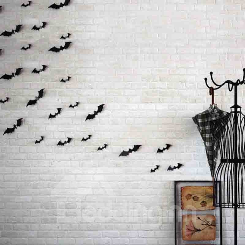 16 pegatinas de pared creativas 3D con tema de Halloween de murciélago negro/decoraciones de pared 