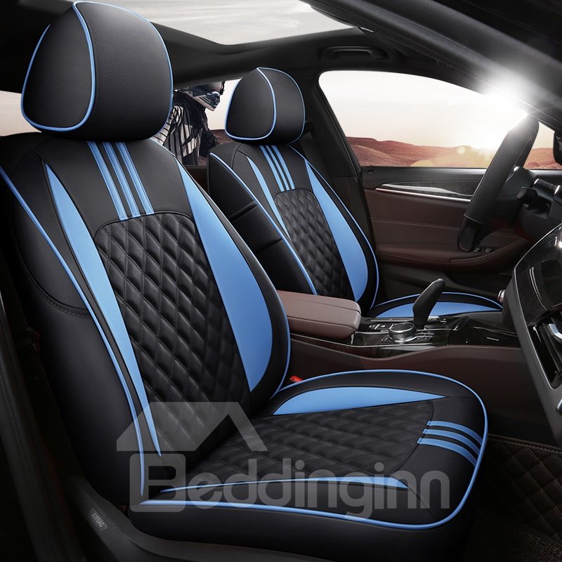 5-Seats Sport Style Pure Beautiful Appearance High Quality Leather Material Unfading Universal Custom Fit Seat Covers