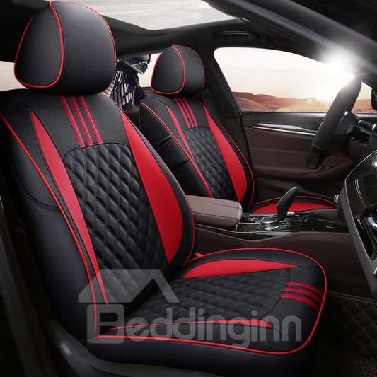 5-Seats Sport Style Pure Beautiful Appearance High Quality Leather Material Unfading Universal Custom Fit Seat Covers