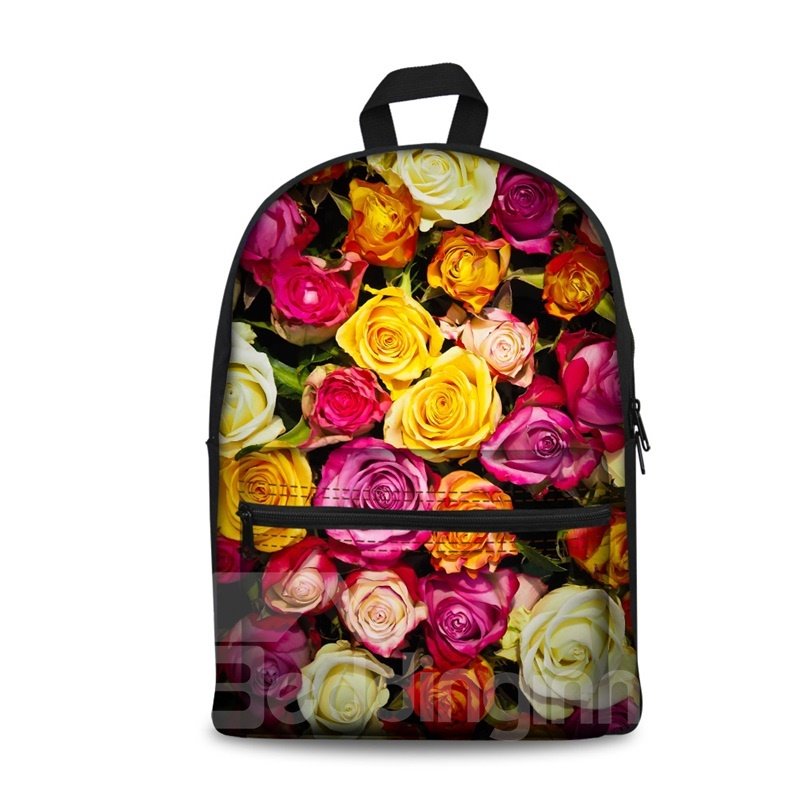 3D Pattern Flower Floral Colorful School Outdoor Backpack